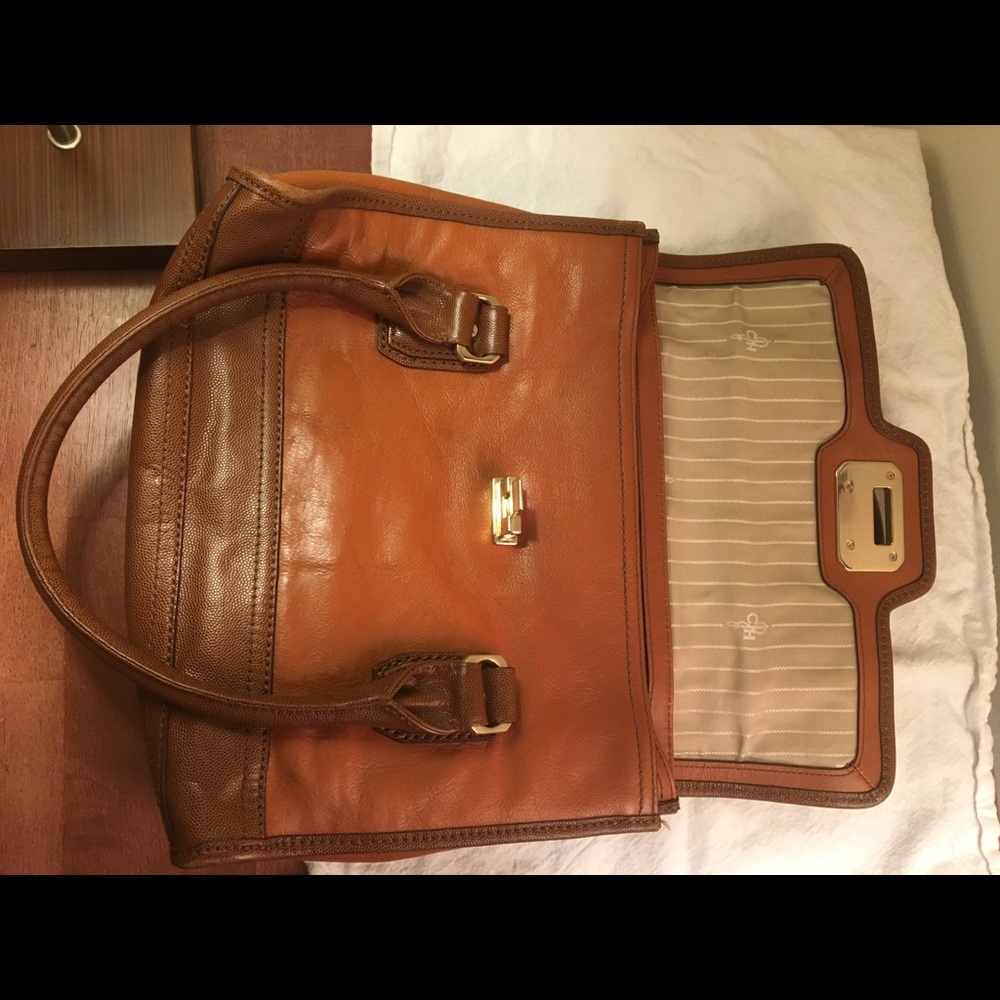 EUC LEATHER Cole Haan purse, brown and caramel - Picture 4 of 8